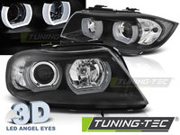 Faruri U-LED LIGHT 3D BLACK compatibila BMW E90/E91 03.05-08.0