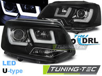 Faruri U-LED LIGHT BLACK compatibila VW T5 2010-2015