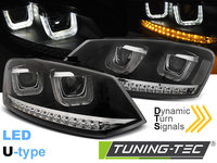 Faruri U-LED LIGHT BLACK SEQ compatibila VW POLO 6R 09-03.14