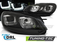 Faruri U-LED LIGHT DRL BLACK BLACK LINE compatibila VW GOLF 6 08-12