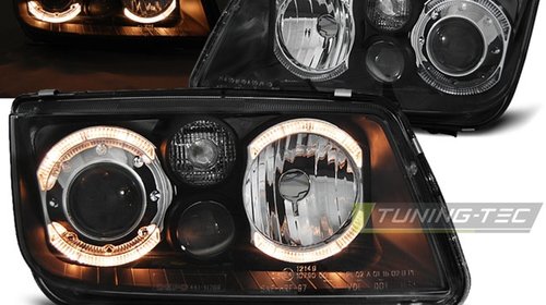 Faruri VW Bora 1998-2005 Angel eyes Negru