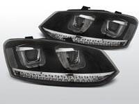 Faruri VW POLO 6R 2009-2014 model U-TYPE pe LED Negru