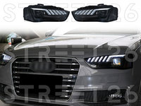 Faruri Xenon LED DRL compatibil cu Audi A4 B8 Facelift (2012-2015) Negru Semnal Dinamic A4 B9.5 Design