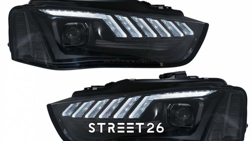 Faruri Xenon LED DRL compatibil cu Audi A4 B8 Facelift (2012-2015) Negru Semnal Dinamic A4 B9.5 Design