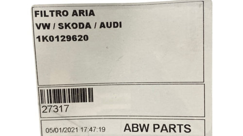 Filtru aer AUDI A3 II Sportback (8PA) [ 2004 - 2015 ] VAG OEM 1K0129620