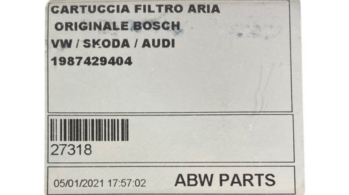 Filtru aer AUDI A3 II Sportback (8PA) [ 2004 - 2015 ] BOSCH 1987429404