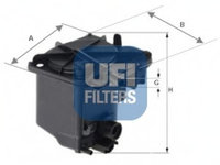 Filtru combustibil 24 027 00 UFI pentru Ford Focus Peugeot Partner CitroEn C3 Mazda 3 Mazda Axela CitroEn Xsara Peugeot 407 Peugeot 307 Peugeot 206 Ford Fiesta Ford Ikon Ford Fusion CitroEn C4 CitroEn C5 Volvo S40 Volvo V50 CitroEn Berlingo Peugeot 2