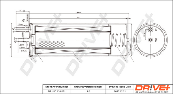 Filtru combustibil (DP1110.13.0281 DP1110130281 Dr!ve+) VW CALIFORNIA|CARAVELLE, EUROVAN, KOMBI / CARAVELLE, TRANSPORTER, TRANSPORTER / CARAVELLE|EUROVAN, KOMBI, TRANSPORTER|EUROVAN, TRANSPORTER|MULTI