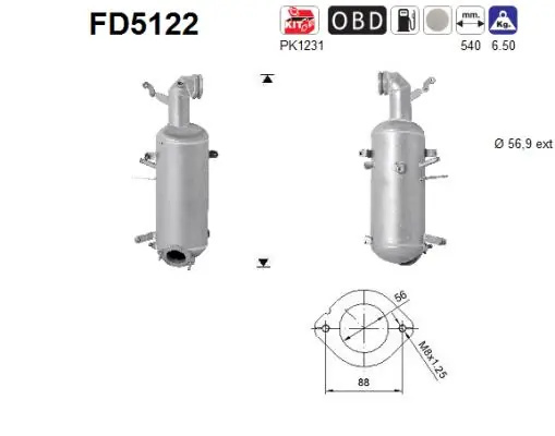 Filtru de particule AS DODGE JOURNEY 2008-2013 - FD5122