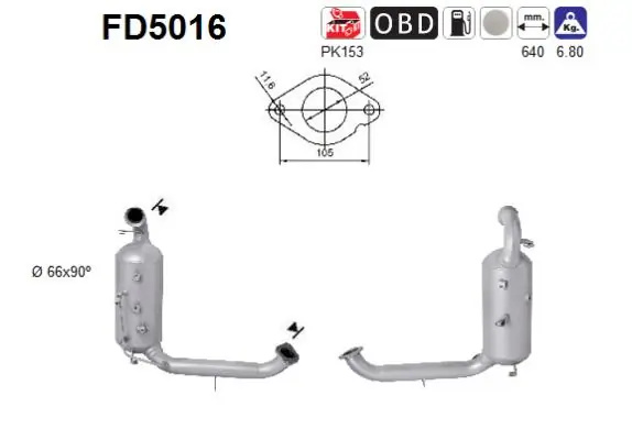 Filtru de particule AS FORD FOCUS C-MAX (DM2) 2003-2007 - FD5016