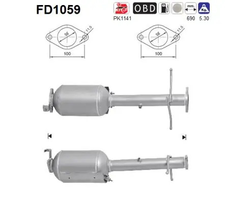 Filtru de particule AS FORD TRANSIT CONNECT (P65_, P70_, P80_) 2002-2013 - FD1059