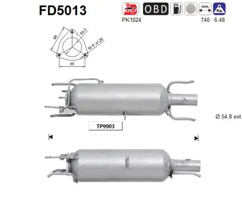 Filtru de particule AS SAAB 9-3 (YS3F, E79, D79, D75) 2004-2015 - FD5013