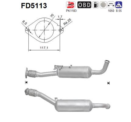 Filtru funingine/particule, sist.de esapament AS FD5113 pentru RENAULT TRAFIC II bus (JL) 2006-2011