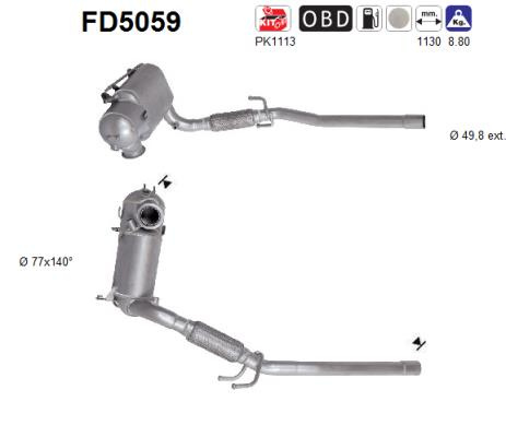 Filtru funingine/particule, sist.de esapament AS FD5059 la masina SKODA ROOMSTER Praktik (5J) 2010 2011 2012 2013 2014 2015