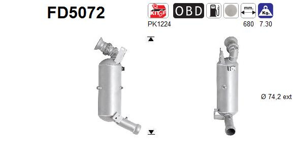 Filtru funingine/particule, sist.de esapament AS FD5072 pentru MERCEDES-BENZ C-CLASS (W204) 2008-2014