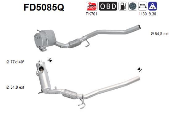 Filtru funingine/particule, sist.de esapament AS FD5085Q pentru VW CADDY III microbus (2KB, 2KJ, 2CB, 2CJ) 2010 2011 2012 2013 2014 2015