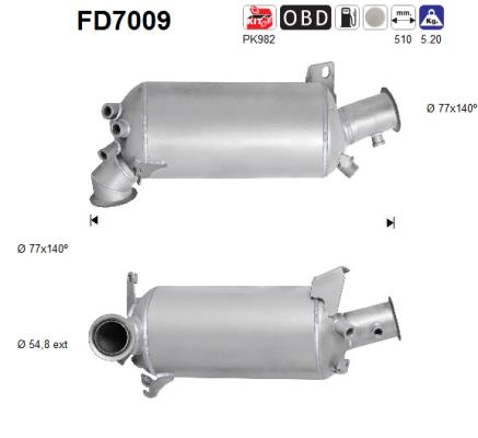 Filtru funingine/particule, sist.de esapament AS FD7009 pentru masina VW TRANSPORTER T5 bus (7HB, 7HJ, 7EB, 7EJ) 2006 2007 2008 2009