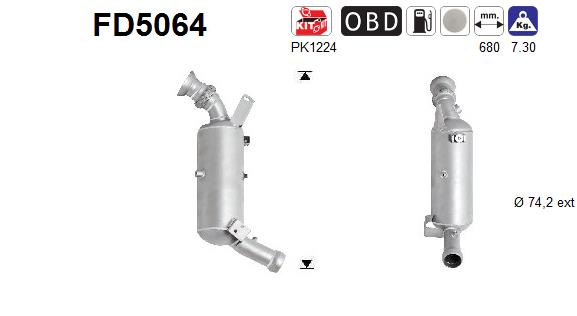 Filtru funingine/particule, sist.de esapament AS FD5064 pentru MERCEDES-BENZ C-CLASS (W204) 2009-2014
