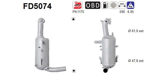 Filtru funingine/particule, sist.de esapament AS FD5074 model FIAT DOBLO bus (263_) 2010 2011 2012 2013 2014 2015