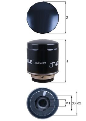 Filtru ulei MAHLE OC593/4 model VW EOS (1F7, 1F8) 2007 2008 2009 2010 2011 2012 2013 2014 2015