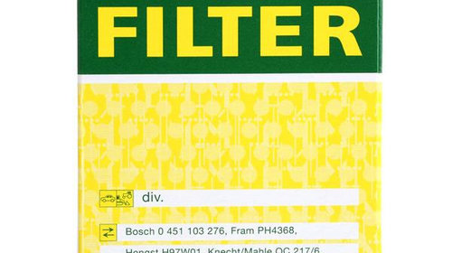 Filtru Ulei Mann Filter Suzuki Vitara 1988-2000 W610/1