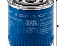 Filtru ulei (W92047 MANN-FILTER) JEEP