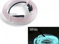 Fir Neon Auto "EL Wire" culoare Alba, lungime 2M, alimentare 12V, droser inclus AVX-ELW-2M-W