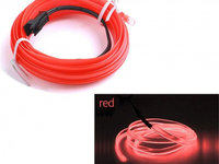 Fir Neon Auto EL Wire culoare Rosie lungime 2M alimentare 12V droser inclus
