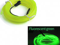 Fir Neon Auto EL Wire culoare Verde Fluorescent lungime 5M alimentare 12V droser inclus