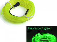 Fir Neon Auto "EL Wire" culoare Verde Fluorescent, lungime 5M, alimentare 12V, droser inclus AVX-ELW-5M-FG