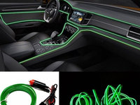 Fir Neon Auto Electroluminiscent El Wire 2M Cu Lumina Verde Cu Droser Si Mufa Bricheta 263963