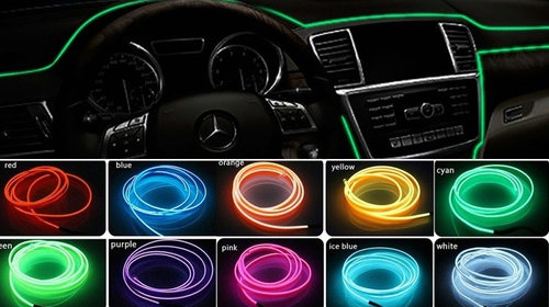 Fir Neon Auto Electroluminiscent El Wire 2M Cu Lumina Verde Cu Droser Si Mufa Bricheta 263963