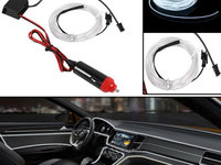 Fir Neon Auto Electroluminiscent El Wire 2M Cu Lumina Alba Cu Droser Si Mufa Bricheta 557743