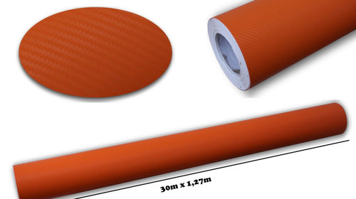 Folie auto carbon 3d texturata portocaliu - c