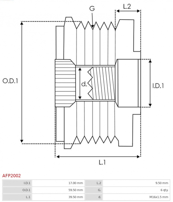Fulie alternator AS-PL VAUXHALL CORSA Mk