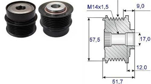 Fulie alternator (cu ambreiaj) pentru Jaguar 