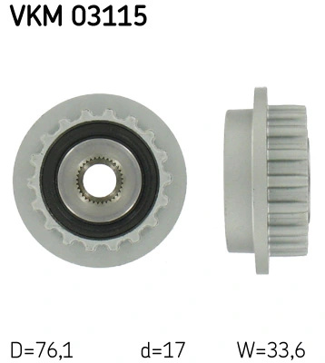 Fulie alternator SKF VW TRANSPORTER T5 caroserie (7HA, 7HH, 7EA, 7EH) 2003-2009 - VKM 03115