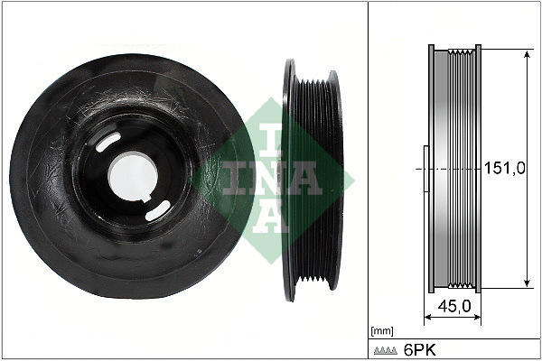 Fulie curea arbore cotit # Opel Vectra 2.0 b combi [31] dti 16v motorina 101cp/74kw X 20 DTH; Y 20 DTH 1997 1998 1999 2000 2001 2002 2003 # 544 0072 10 # INA