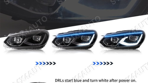 FULL LED DAYLINE FARURI CU LED Semnalizare VW Golf 6  2008-2013 BK [V2]