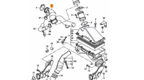 Furtun filtru aer, tubulatura filtru Audi A3 1996-2003, Seat Leon 1999-2005, Toledo 1999-2005, Skoda Octavia 1996-2010, Vw Bora 1998-2005, Golf V 2003-2010, plastic, RapidAuto 9541PF-1