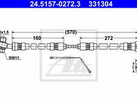 Furtun frana 24 5157-0272 3 ATE pentru Bmw X5