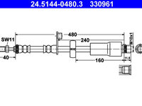 Furtun frana CITROEN C3 2009-n/a ATE 24.5144-0480.3