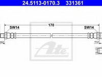 Furtun frana VW TRANSPORTER Mk IV caroserie (70XA) (1990 - 2003) ATE 24.5113-0170.3