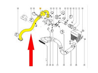 Furtun intercooler, supraalimentare Dacia Logan 2004-2008, Logan 2008-2012, Sandero 2008-2012, Renault Megane 2002-2008, Scenic 2003-2009, Scenic/Grand Scenic 2009-2016, diametru 32/50 mm, cauciuc, RapidAuto 2805PT-1