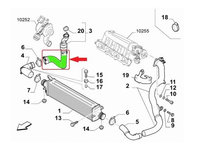 Furtun intercooler, supraalimentare Fiat Bravo 2007-, Lancia Delta 2008-, diametru 45 mm, cauciuc, RapidAuto 3031PT-1