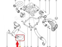 Furtun intercooler, supraalimentare Opel Vivaro 2006-2014, Renault Trafic 2006-2014, diametru 60/60 mm, cauciuc, RapidAuto 6026PT-1