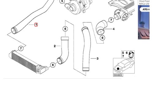 Furtun intercooler turbina dreapta BMW Seria 3 E46 320 D 11612247325