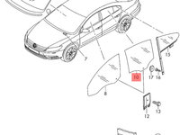 Geam dreapta spate Volkswagen Passat CC (357) DSG 2.0 tdi CBB B 2009 VOLKSWAGEN PASSAT CC (357) [ 2008 - 2012 ] OEM 43R-005274