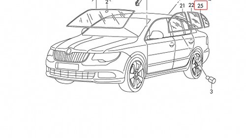 Geam lateral dreapta spate,original,nou Skoda Superb 2,cod 3T5 845 210