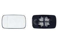 Geam oglinda exterioara cu suport fixare Bmw Seria 3 (E46), Coupe/Cabrio, 05.1999-09.2006, Stanga, incalzita, geam asferic, cromat